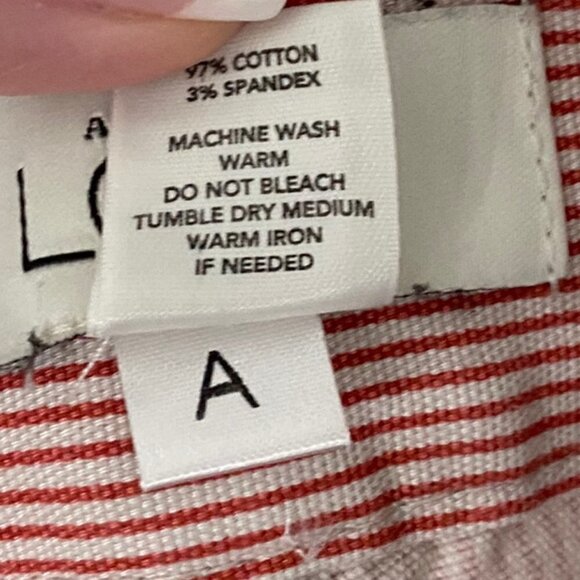 Loft Pin Stripe Red Bermuda Preppy Shorts, Size 4 - Picture 6 of 8